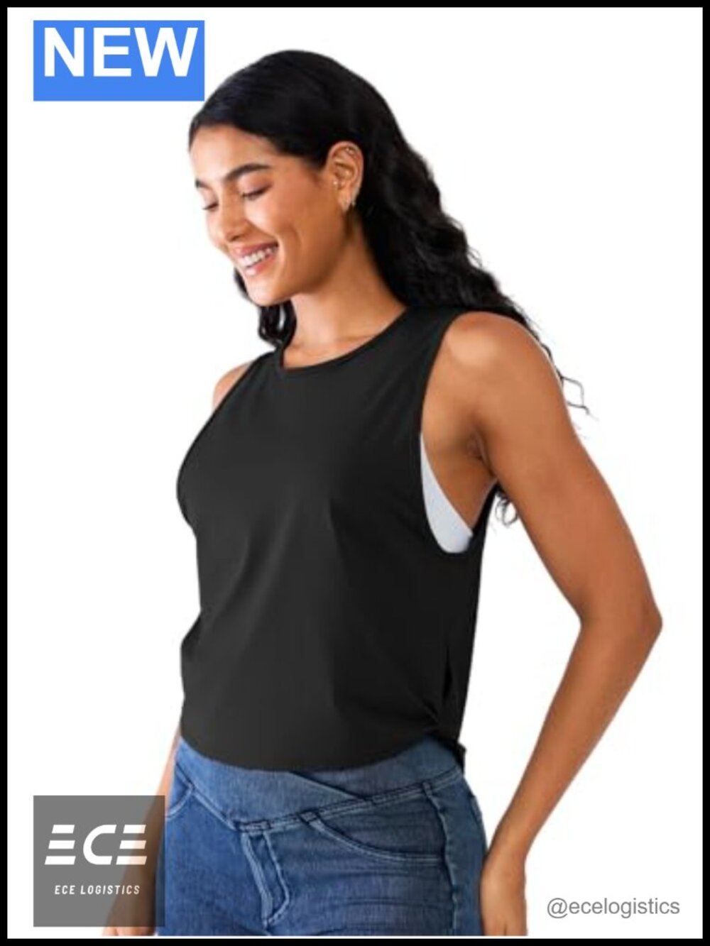 Cropped Muscle Tank Top Women Workout Sleeveless Nylon Spandex Athletic Shirt